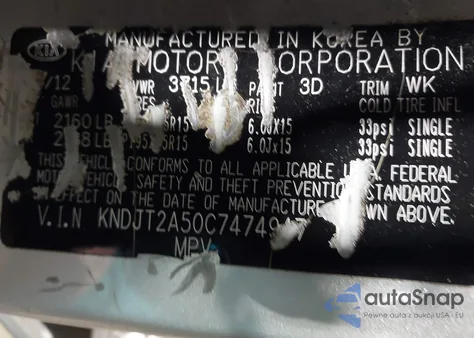 2012 Kia Soul from USA, damaged, VIN KNDJT2A50C7474947